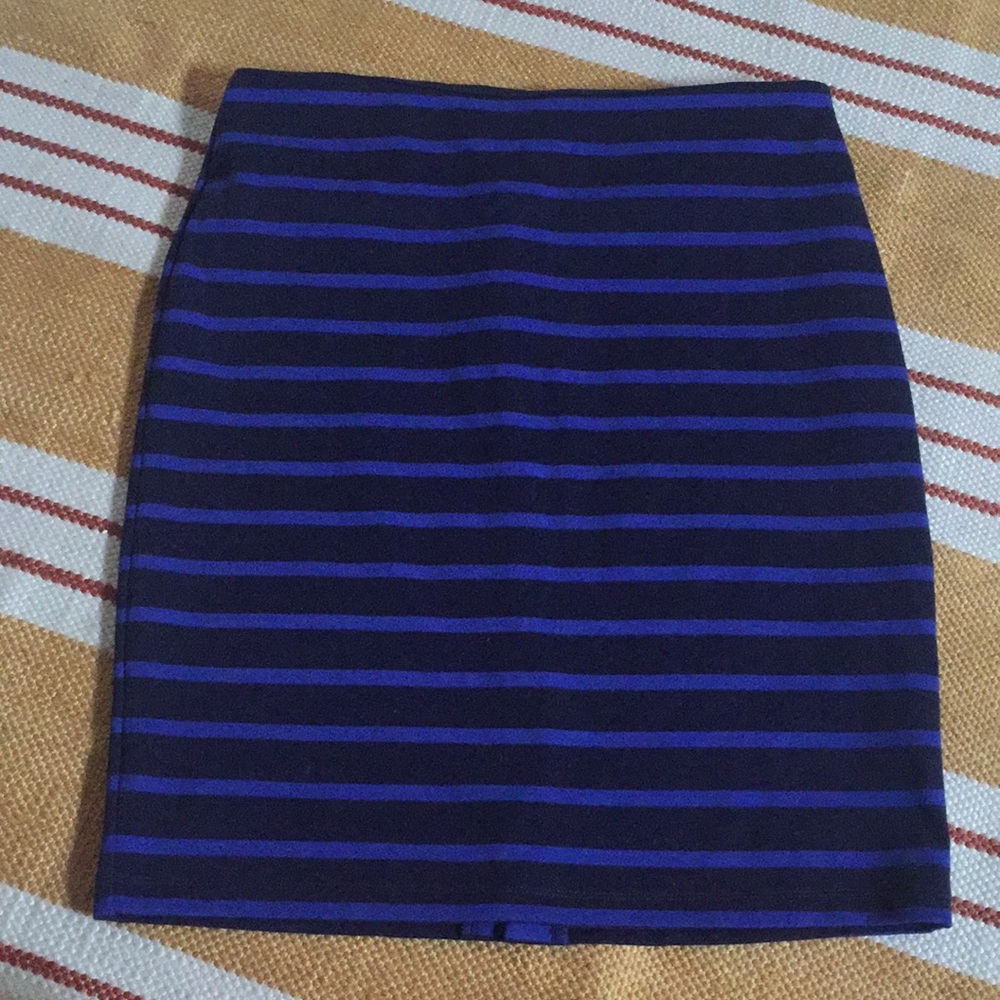 Navy and blue striped pencil skirt size 8